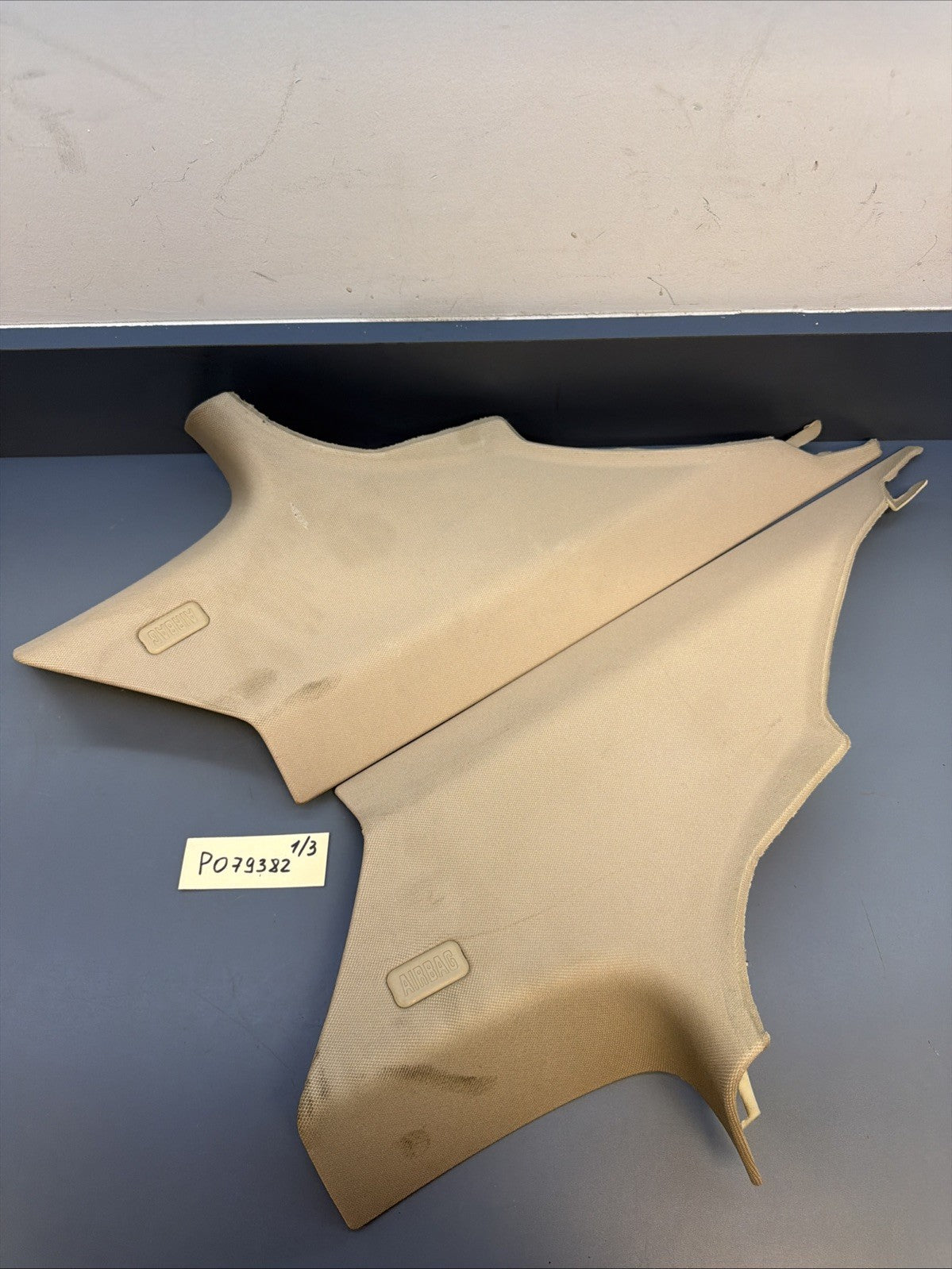BMW E92 Left & Right Side Rear C Pillar Trim Post Set OEM BEIGE 7117474 7117473