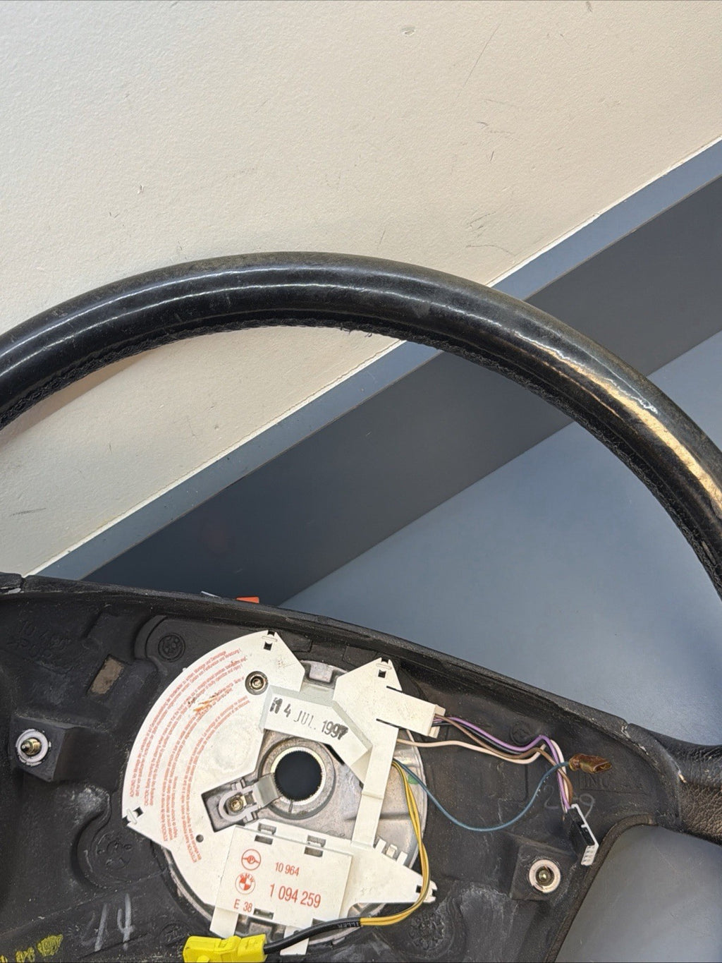 95-03 Bmw E38 E39 750 540 Left Driver Leather Steering Wheel Black Trim 1094259