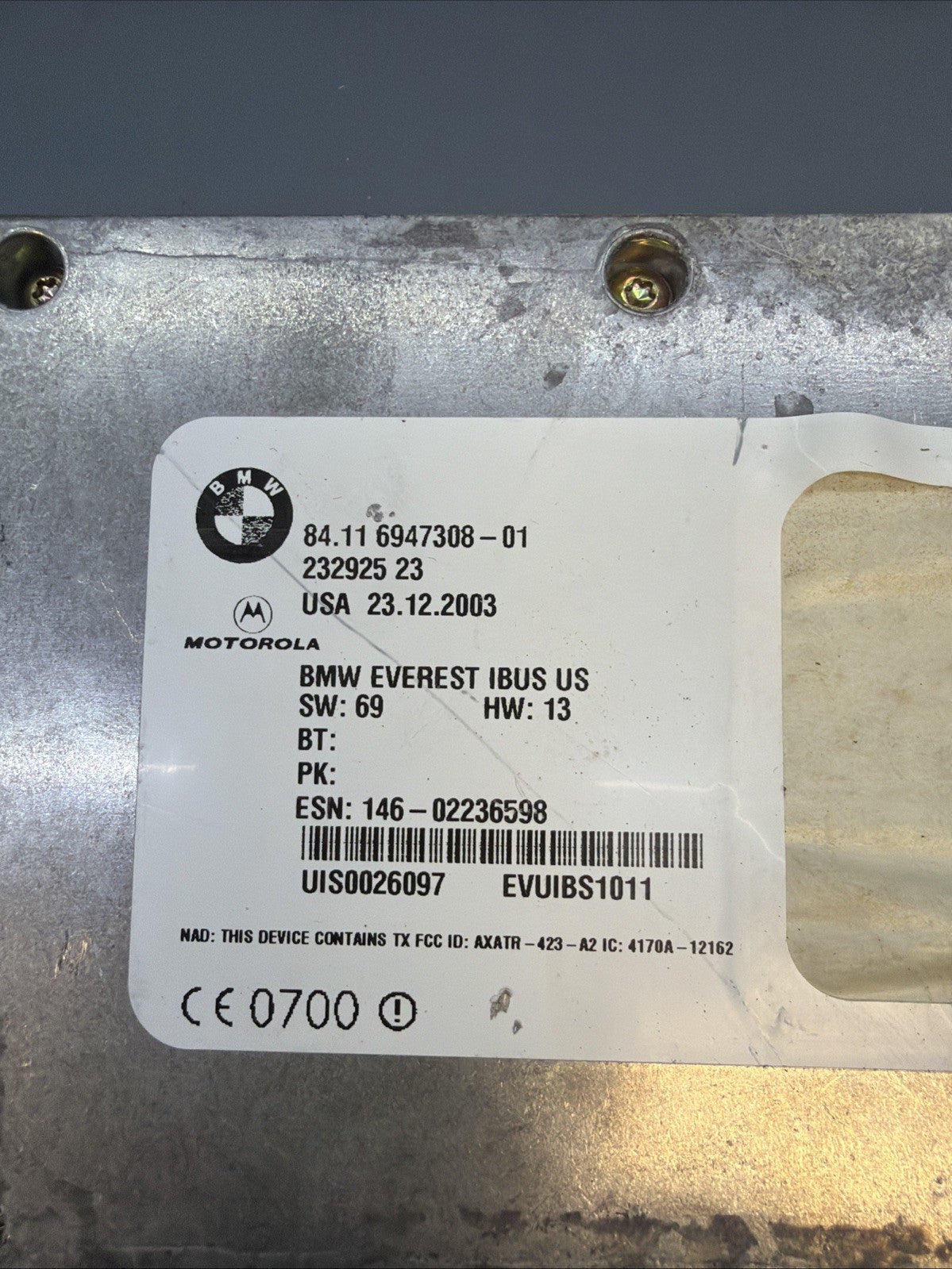 BMW 2004-2006 E46 E83 BLUETOOTH TELEMATICS CONTROL MODULE W BRACKET OEM 6947308