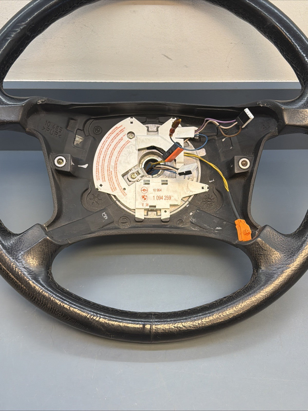 95-03 Bmw E38 740 750 540 Left Driver Leather Steering Wheel Black Trim 1094259