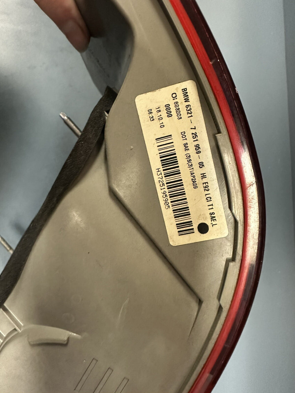 2011-2013 BMW 3 -SERIES E92 LEFT SIDE LH OUTER LED LCI TAILLIGHT OEM 7251959