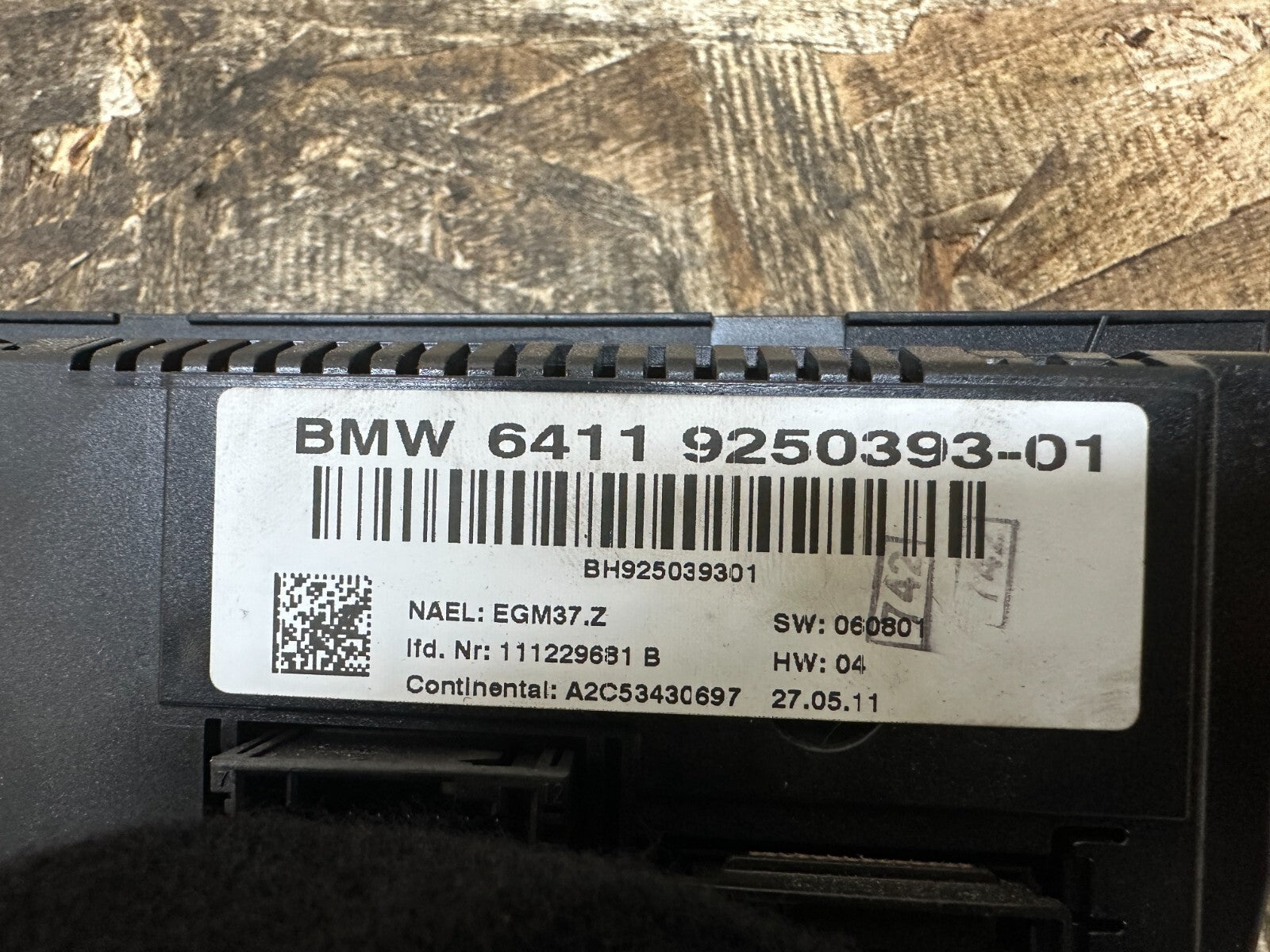 BMW 2006-2012 E90 AC CLIMATE CONTROL SWITCH PANEL OEM 9250393