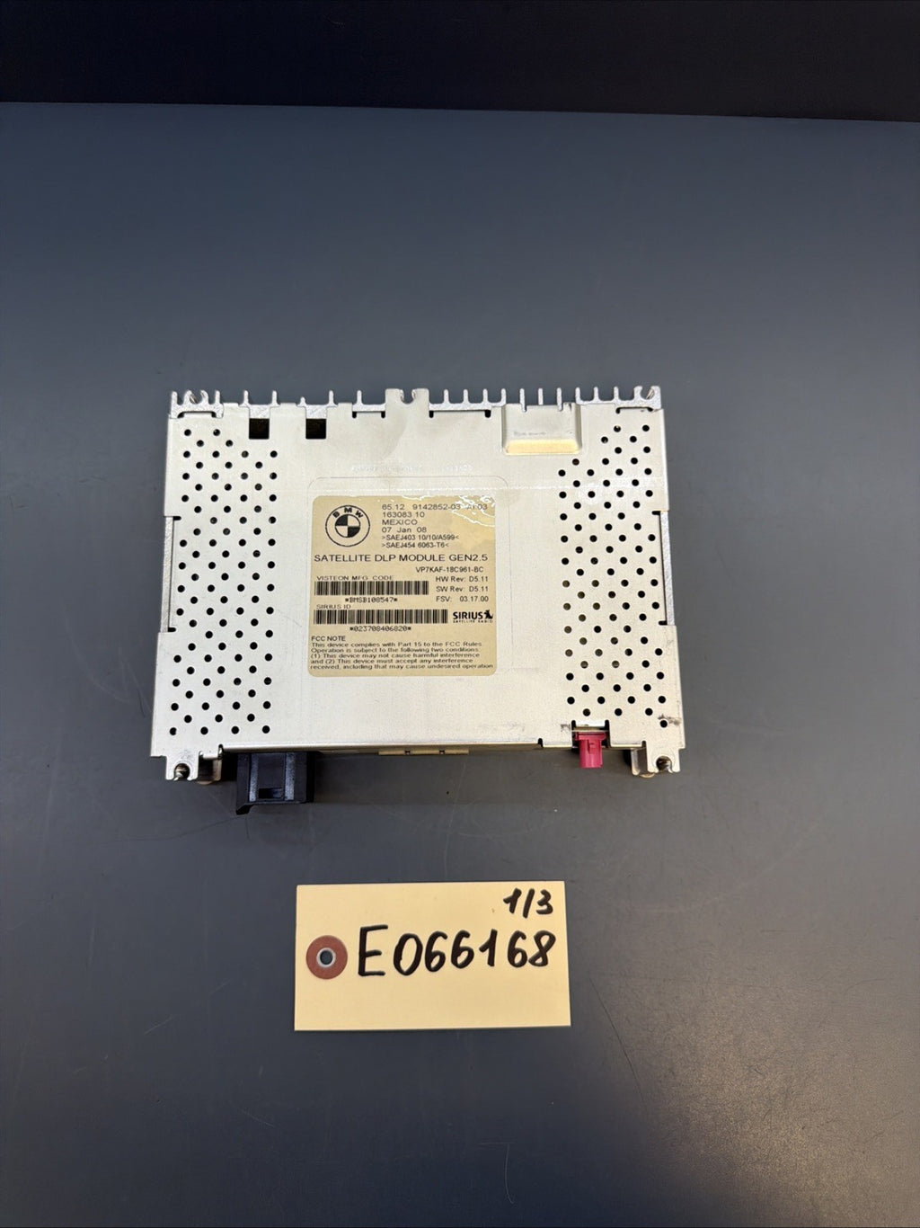 BMW/ X5 1 3 5 6 7 X6 Z4 SERIES OEM SATELLITE RADIO MODULE SIRIUS 9142852