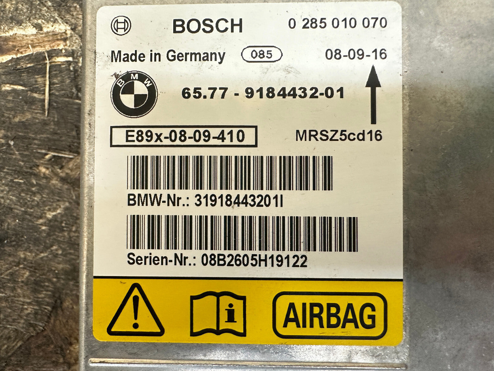 08-11 BMW 328I 335i E90 3 Series OEM Series SRS Crash Sensor Bosch 9184432