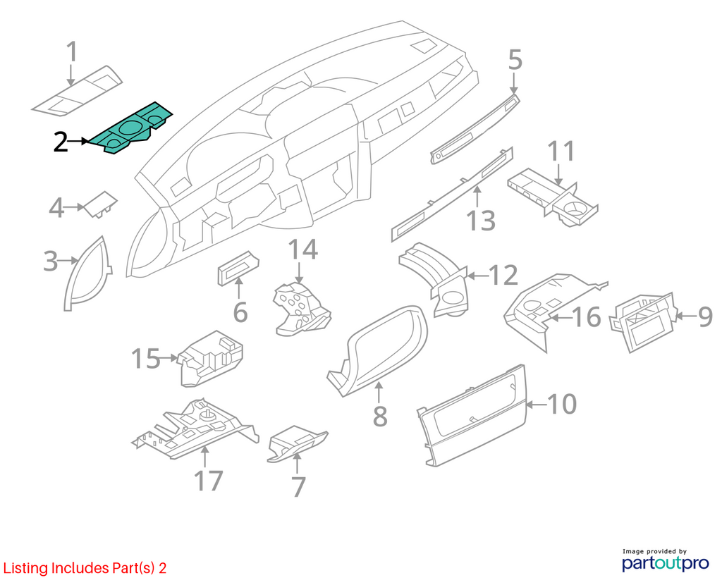 OEM BMW E90 E92 335i M3 Front Dash Panel Air Vent Cover & Frame 7130744 7123751