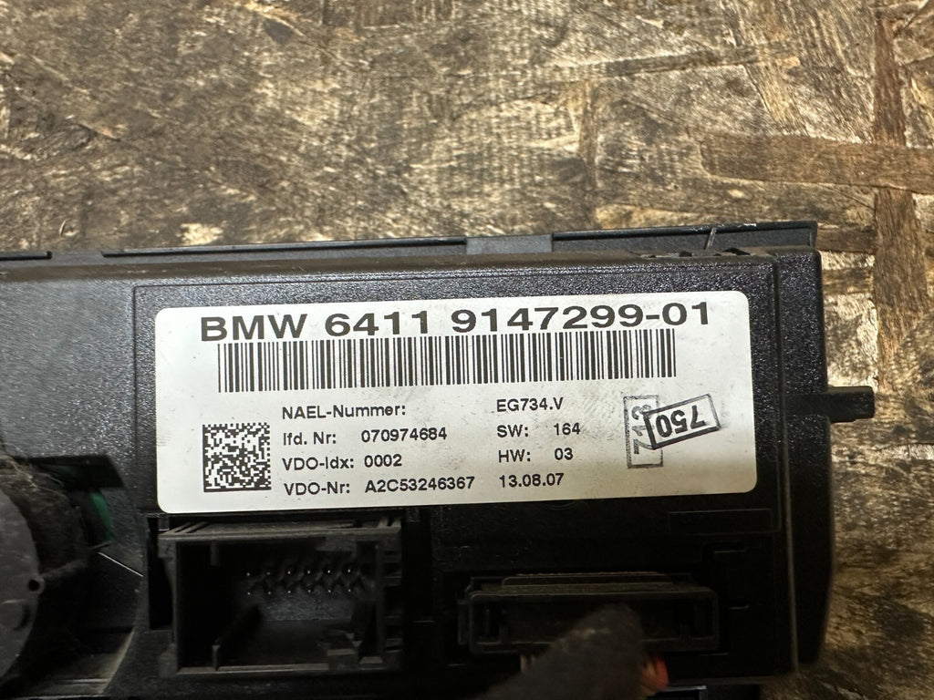 BMW 2006-2012 E90 E9X 3 SERIES CLIMATE CONTROL PANEL BLACK OEM 9147299
