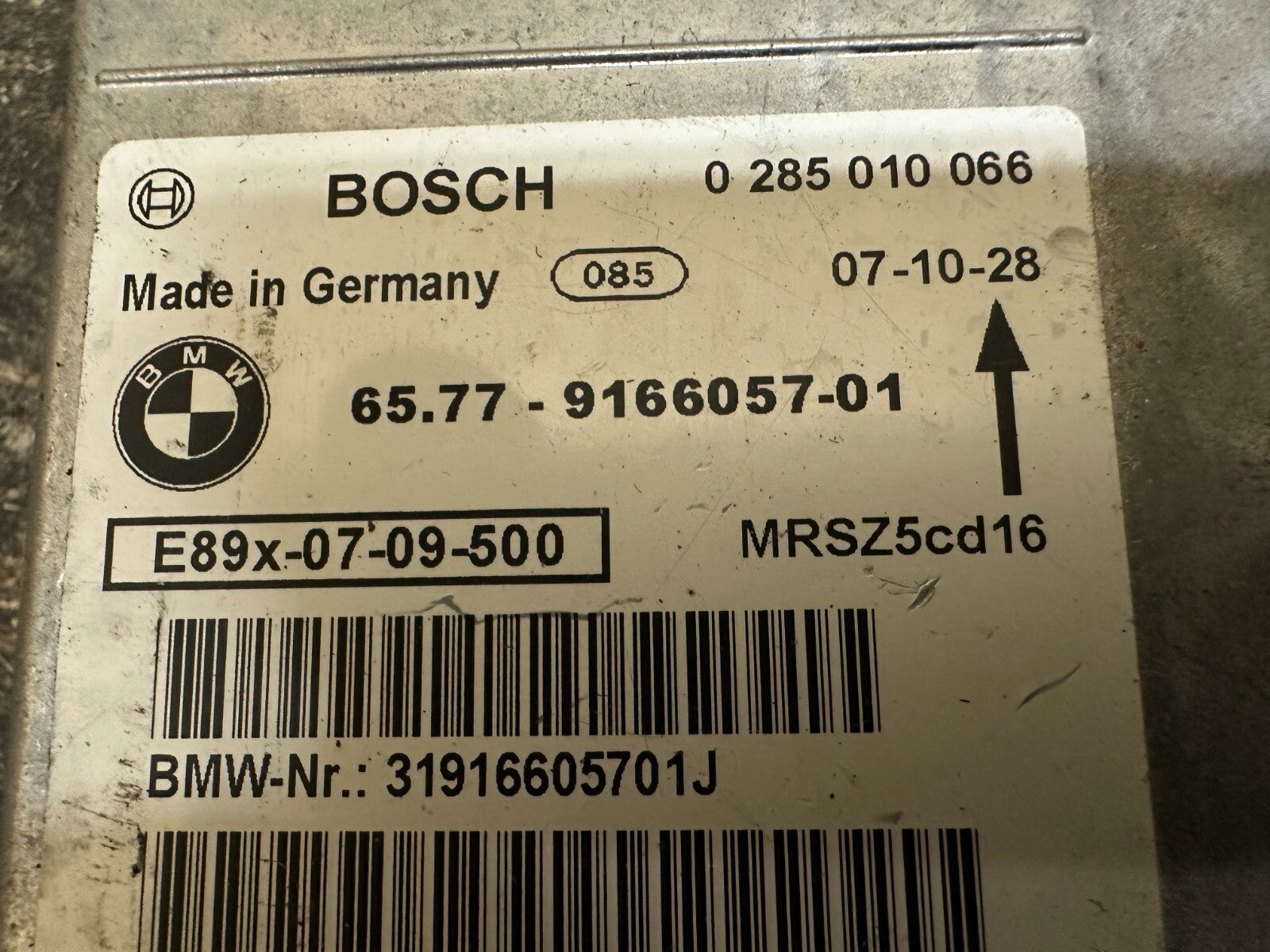 BMW 2006-2012 E90 SRS CONTROL MODULE/CRASH SENSOR OEM 9166057