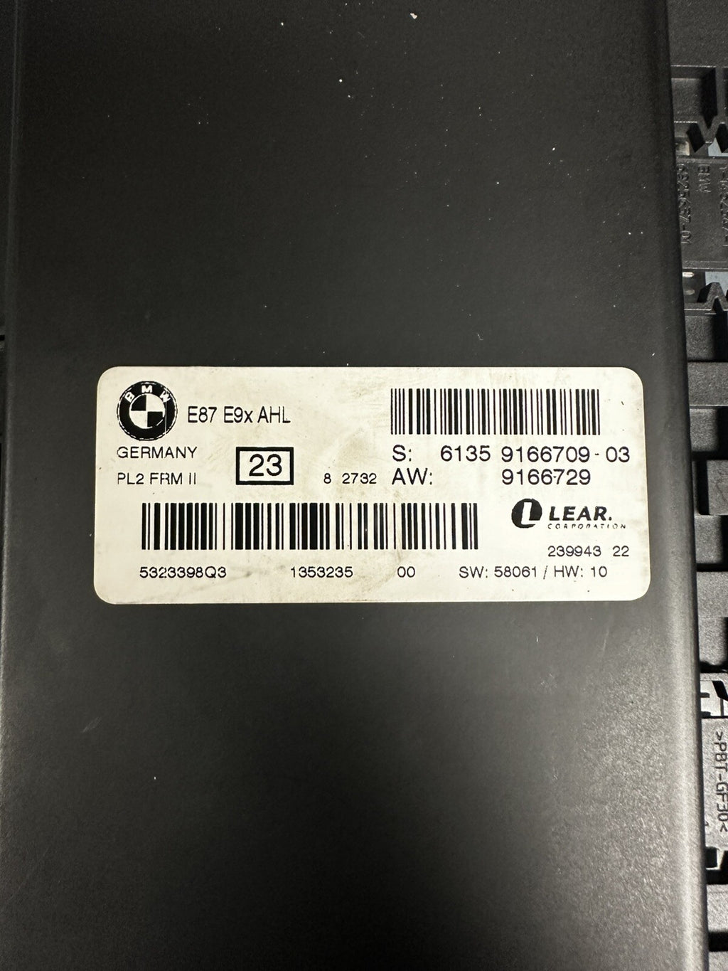 08-09 BMW M3 328I 335i E90 E92 E93 PL2 FRM 2 II FRM2 FOOTWELL MODULE 9166709 OEM
