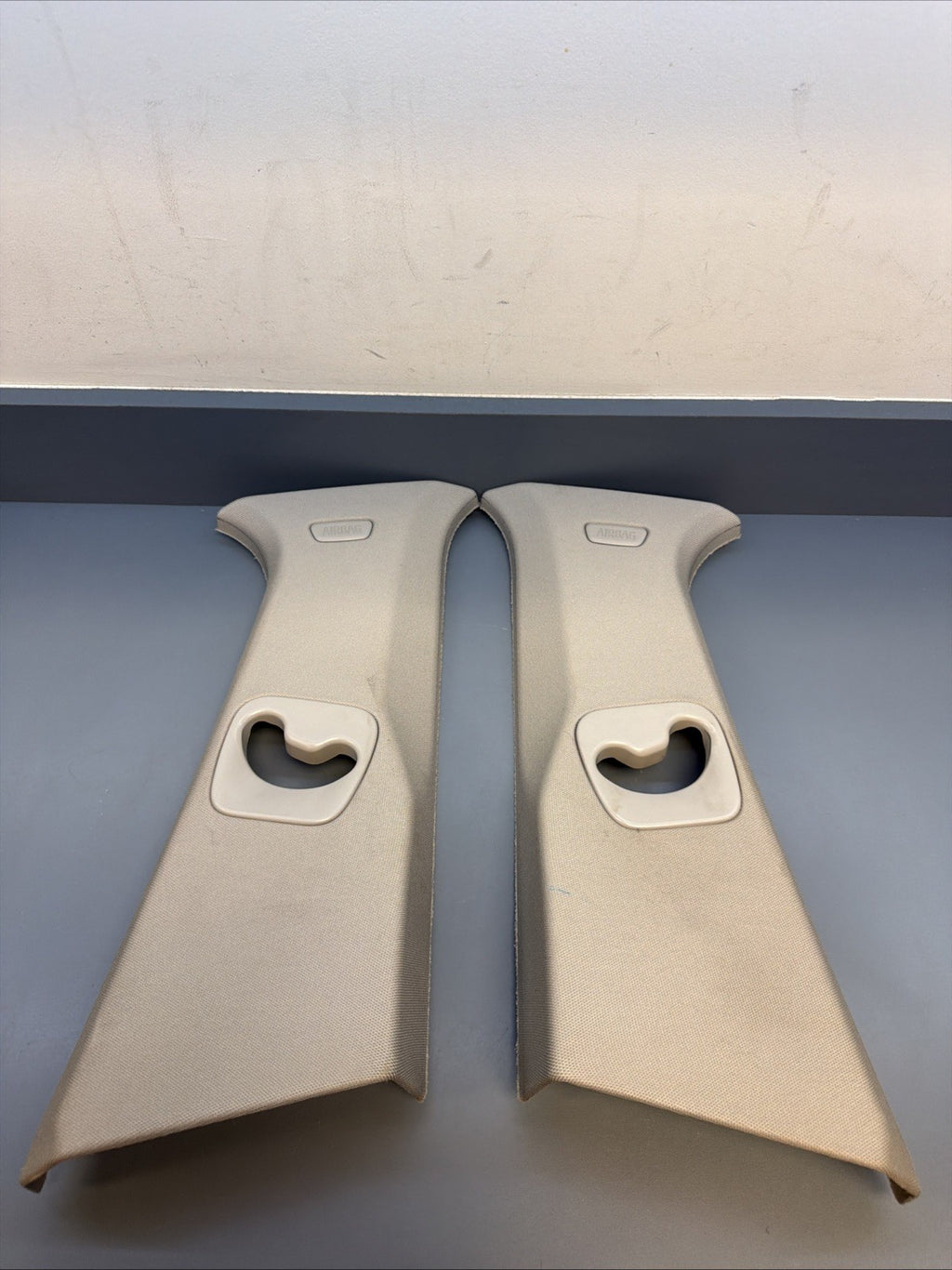 BMW 11-17 F25 X3 LEFT AND RIGHT B PILLAR GRAY TRIM PANEL SET OEM 9169305 9169306