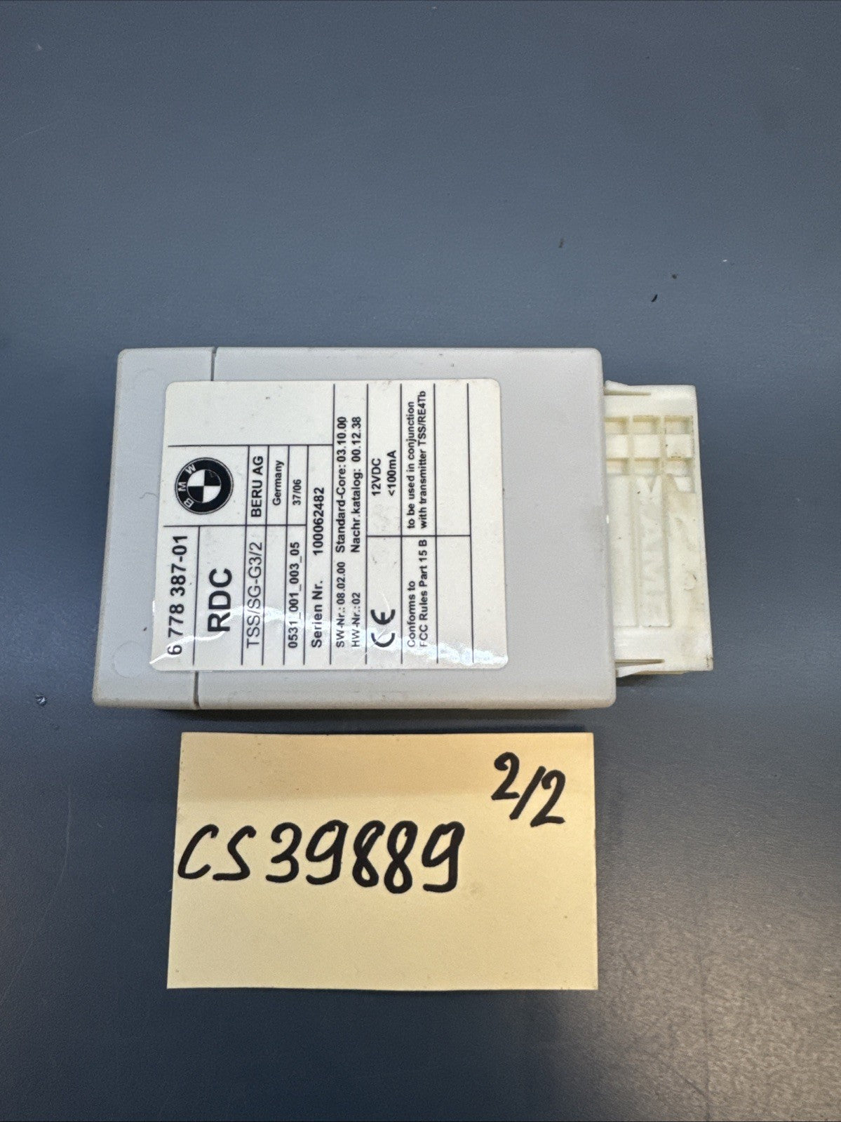 06-10 BMW E82 E90 E60 E63 535I 550I 650I M5 M6 TIRE PRESSURE CONTROL 6778387
