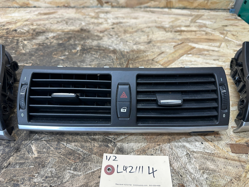 BMW 06-13 E70 X5 INTERIOR BLACK DASH AIR VENT SET 3PC 9227767+9227768+9210705