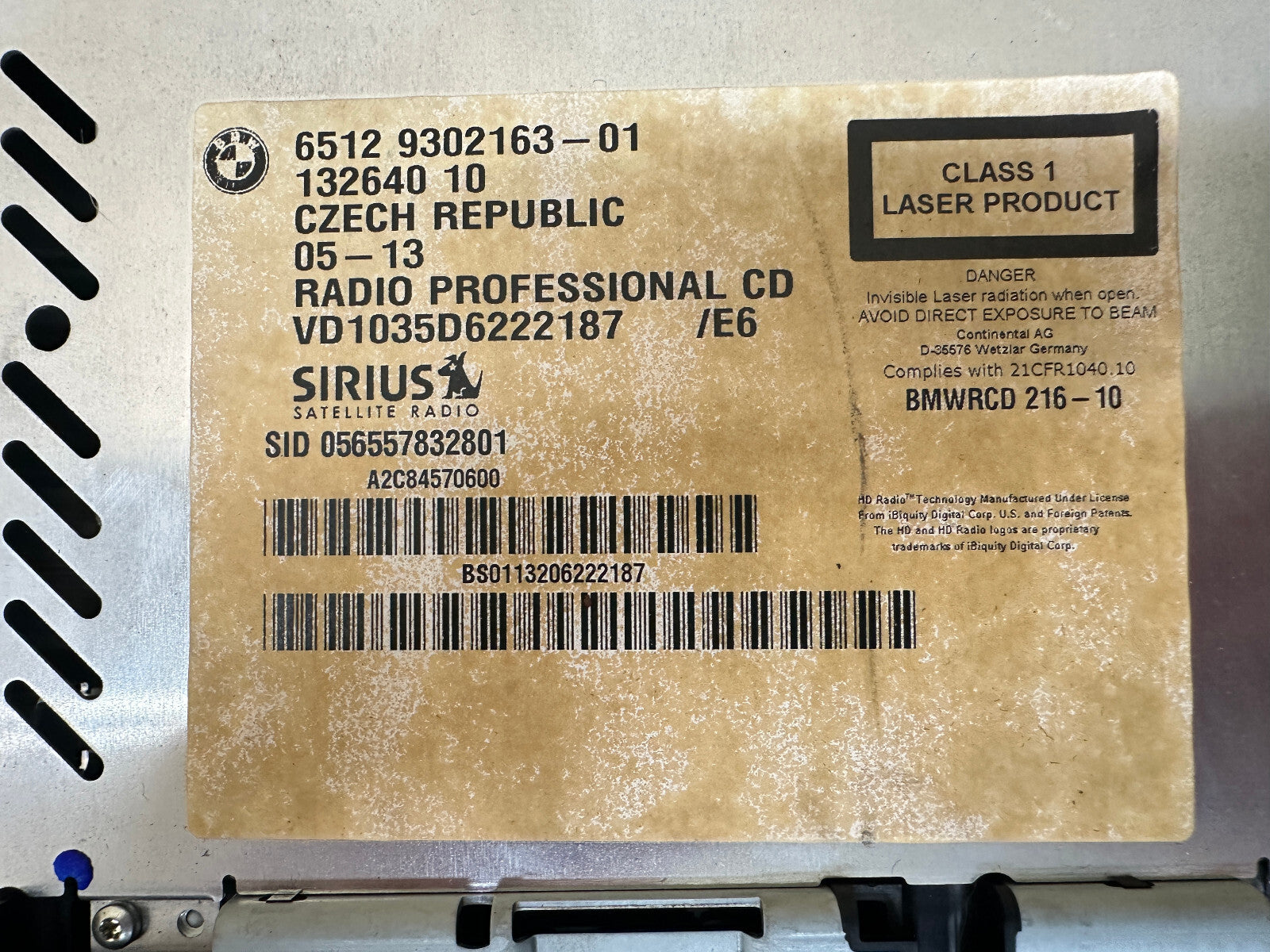 BMW E88 E82 E90 E84 1/3 SERIES X1 BUSINESS AM FM RADIO CD PLAYER OEM 9302163
