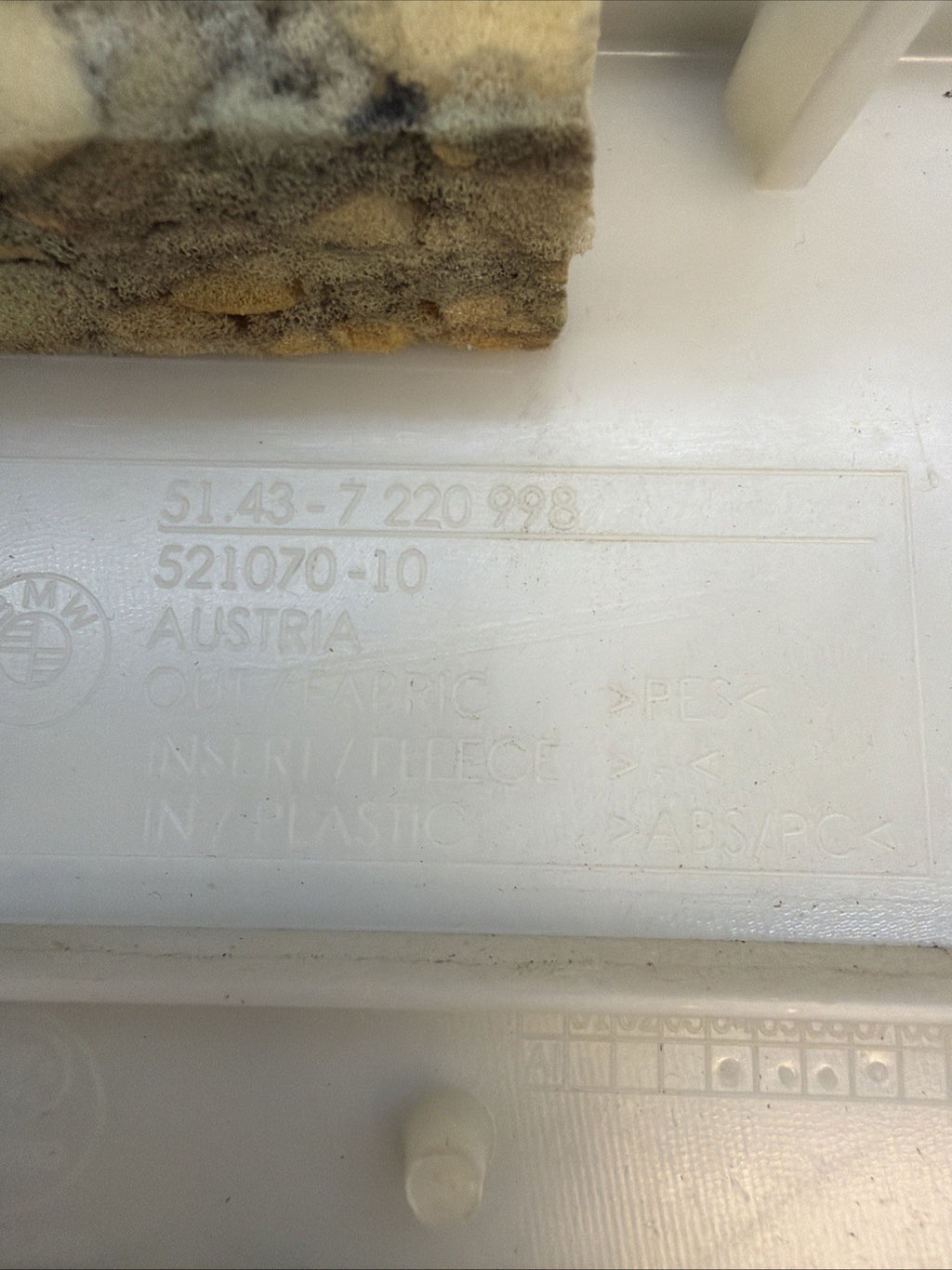 2012-2016 BMW 328i xDrive Right Upper B Pillar TRIM Panel 7220998 OEM