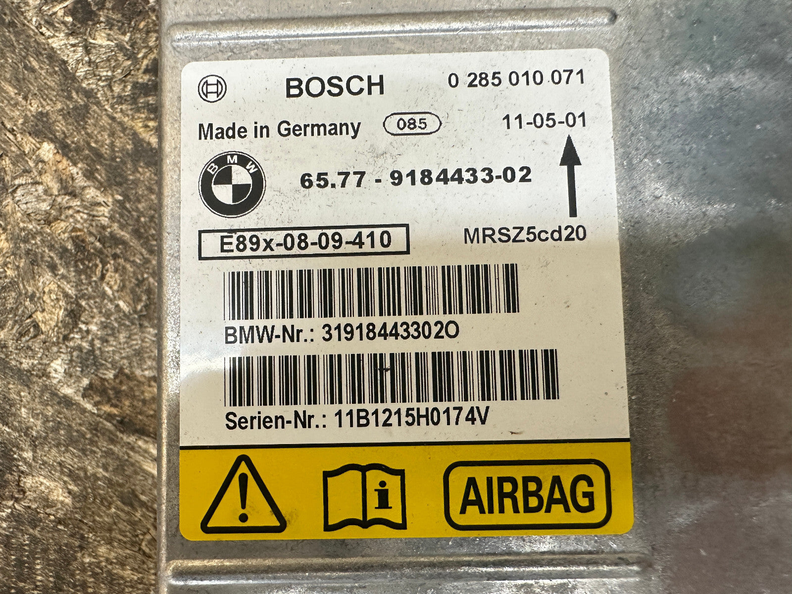 BMW 2004-2013 E82 E90 1/3 SERIES SAFTEY SRS CRASH SENSOR/CONTROL MODULE 9184433