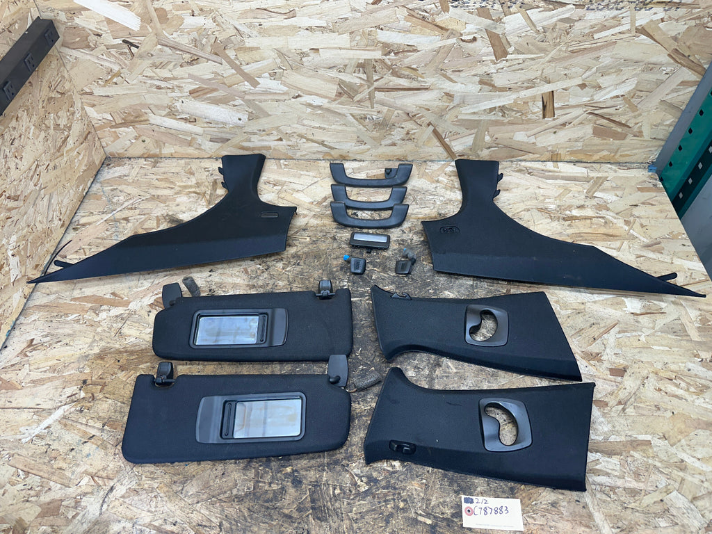 BMW 10-12 F10 5 SERIES SEDAN BLACK INTERIOR TRIM B+C PILLAR+SUN VISOR 12PC SET