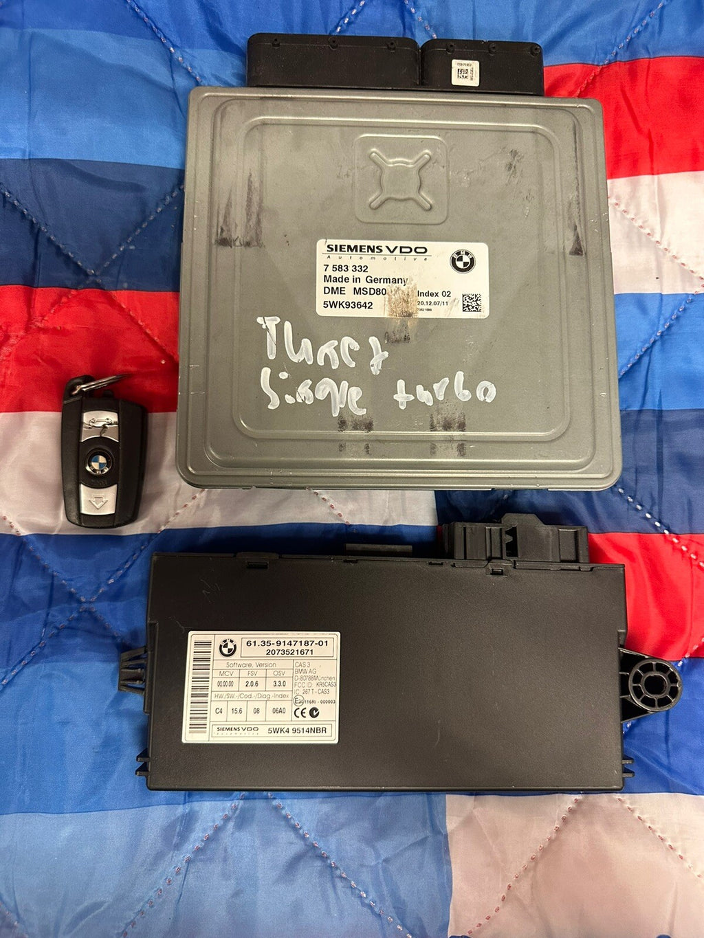 BMW E88 E90 E92 135 335 535 N54 DME ECU Engine Computer CAS3 Module Key Set OEM