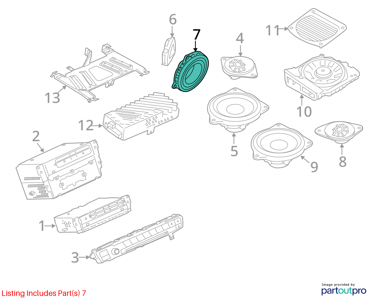12-18 BMW SERIES 3 328i F30 FRONT / REAR DOOR MID RANGE HIFI SOUND SPEAKER OEM