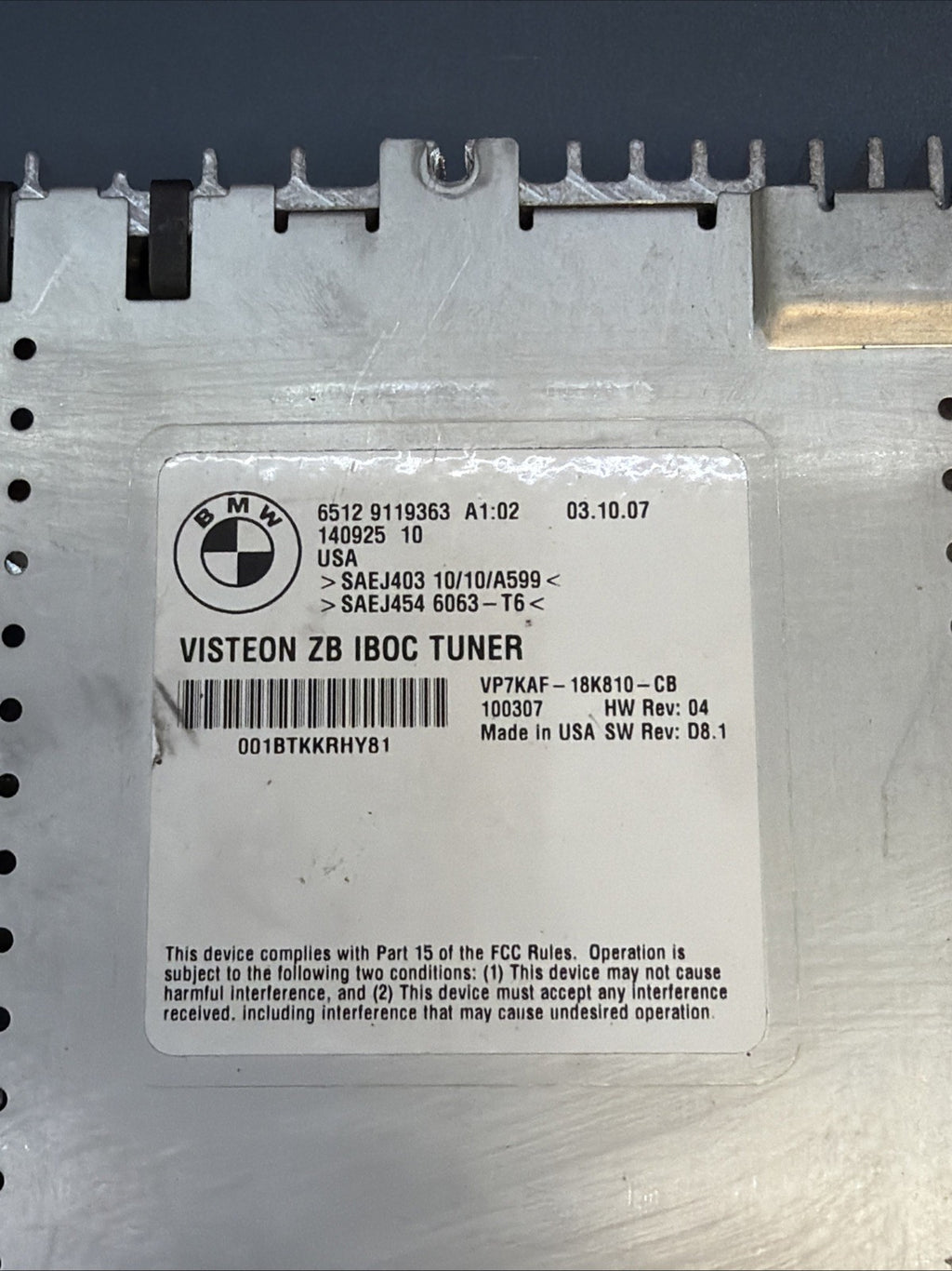 2008 - 2013 BMW E90 E92 E93 M3 IBOC TUNER RADIO RECEIVER MODULE UNIT OEM 9119363