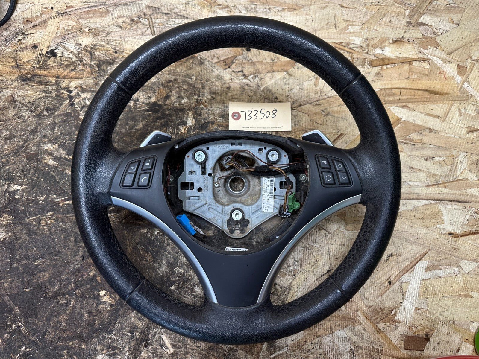 BMW 2006-2013 E9X 3 SERIES BLACK LEATHER STEERING WHEEL W/ PADDLES OEM 3051626