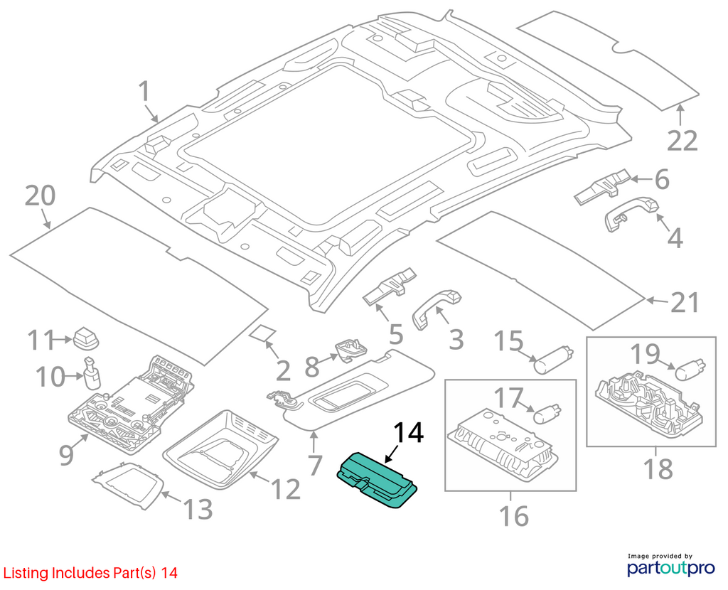 2011-2016 BMW 535i 528i F10 - Front Vanity / Mirror Light 9163767 OEM BEIGE