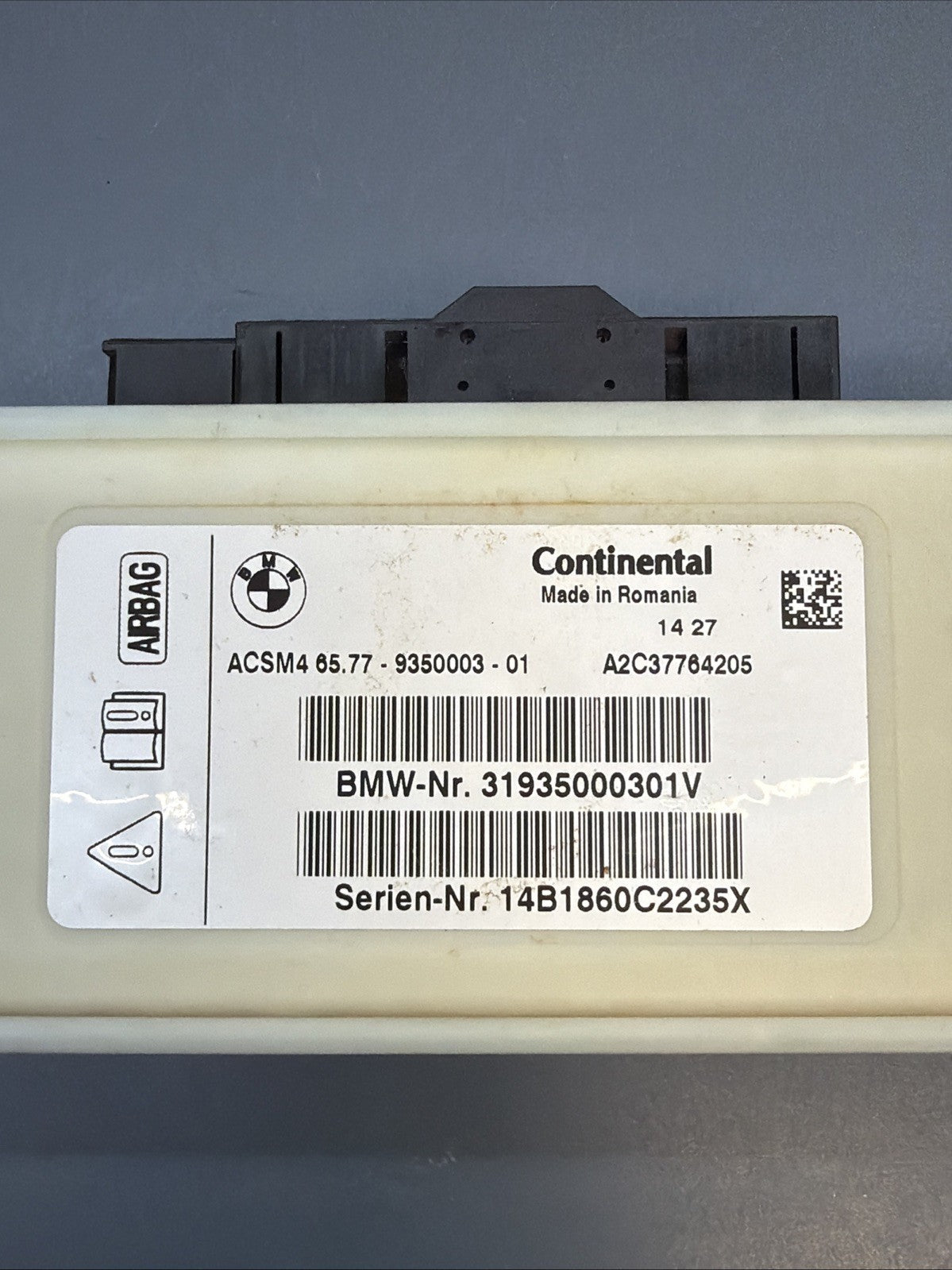 BMW F30 F31 2012- 2019 SRS SAFETY CRASH IMPACT SENSOR CONTROL MODULE OEM 9350003