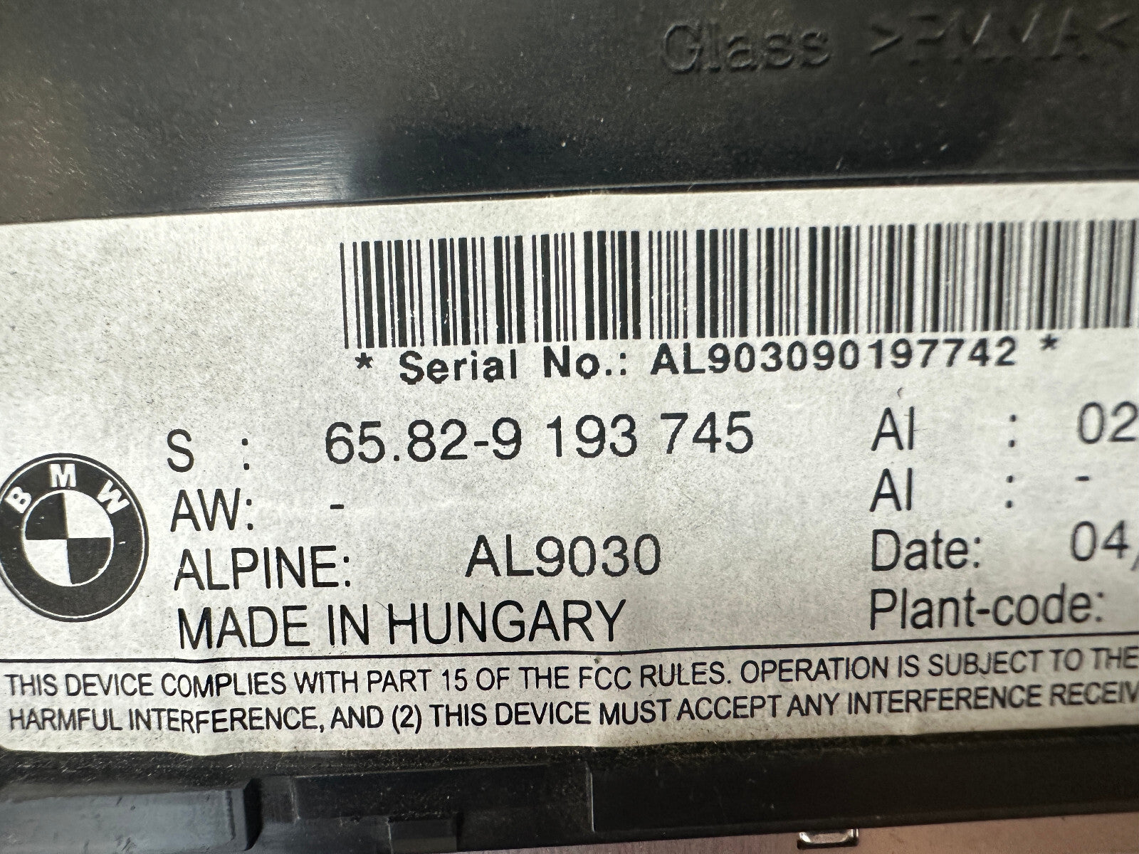 BMW 2006-2012 E90 3 SERIES CIC RADIO NAVIGATION DISPLAY SCREEN OEM 9193745