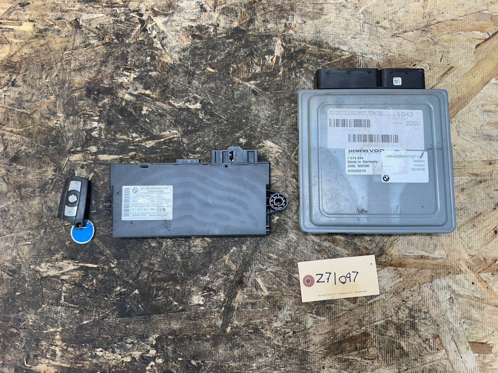BMW 6-13 325i 328i 330i E90 3 SERIES N52 ENGINE ECU+CAS+KEY 7574544 MSV80