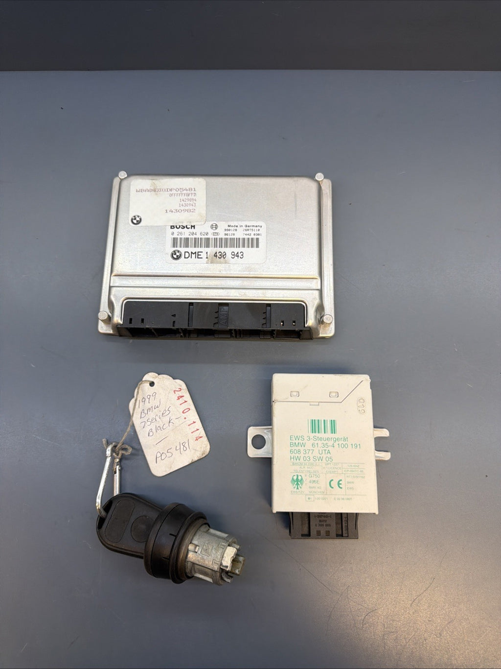 BMW 740iL M62 E38/E53/E39 ENGINE CONTROL ECU SET 1430943 KEY ECU EWS