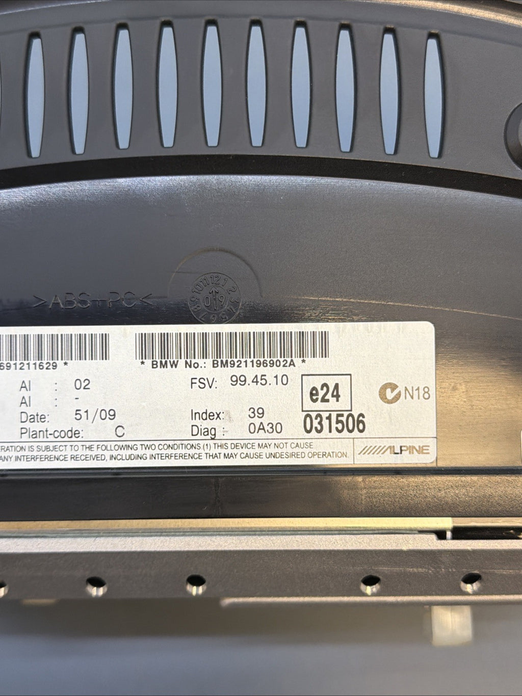 BMW E90 E60 E63 CIC Navigation On-Board Monitor Cluster Display OEM 9211969