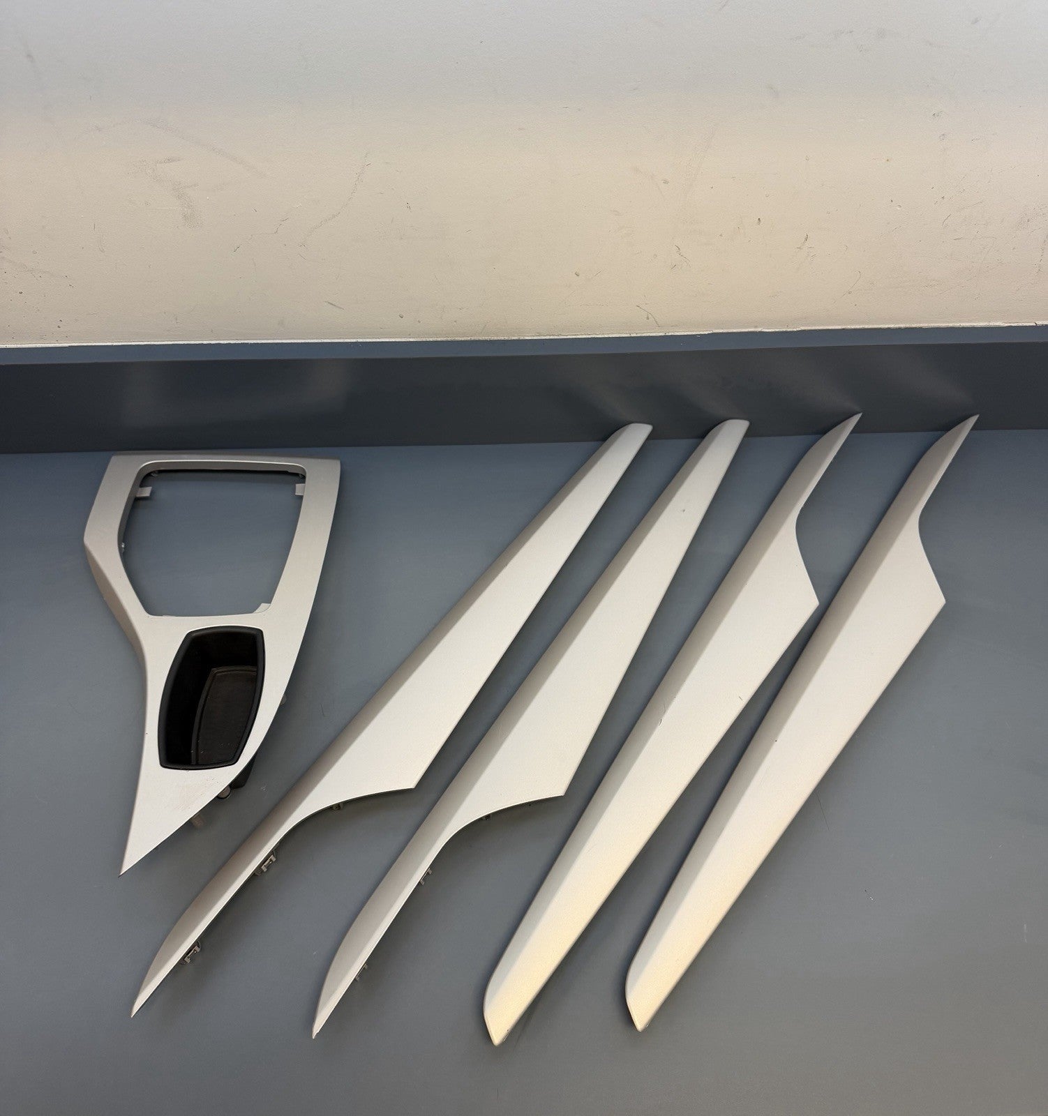 12-15 BMW E84 X1 Center Console Door Panel Interior Silver Trim Cover Set