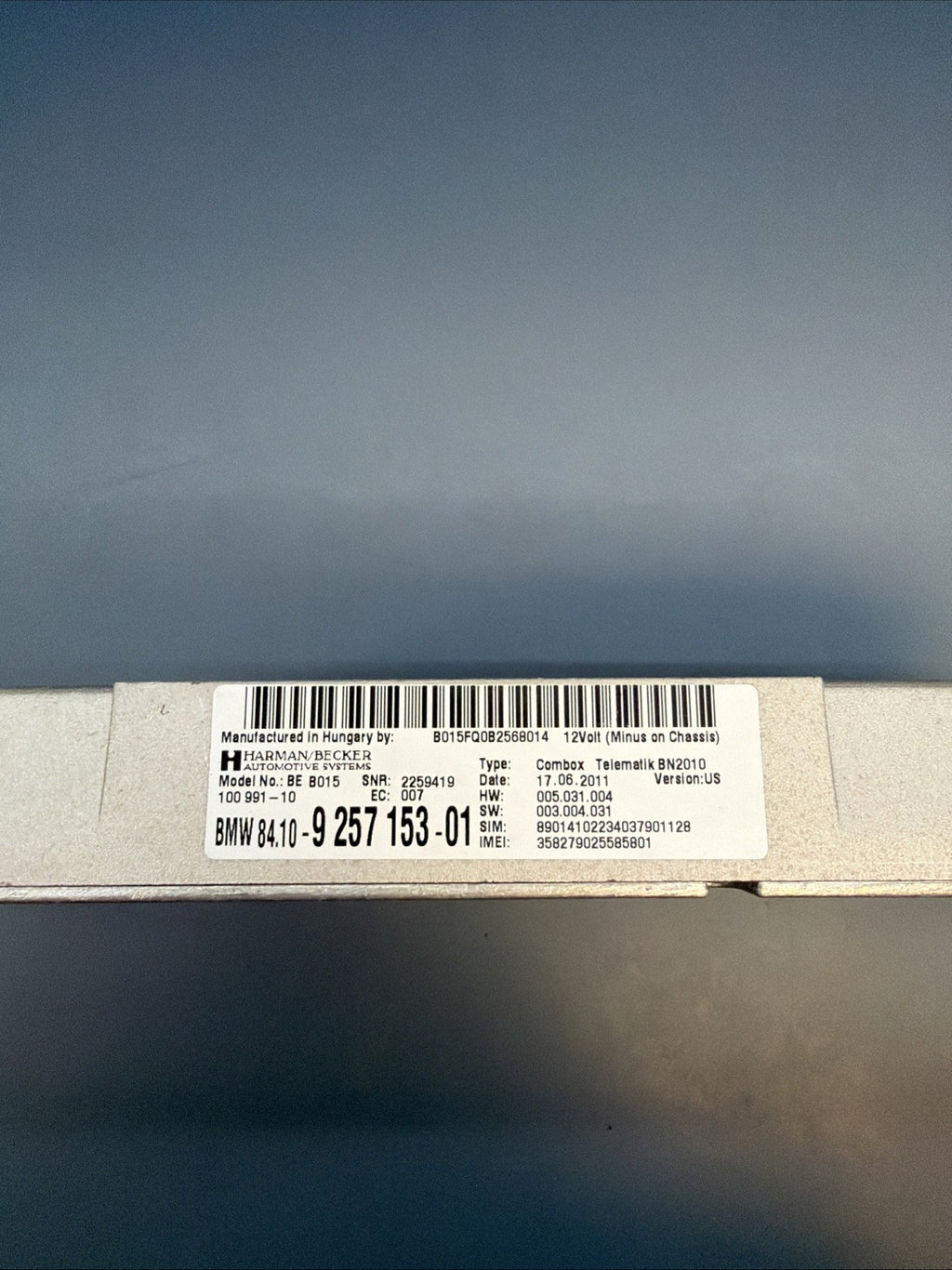 2011 - 2016 BMW F07 F10 F30 F01 Telematics Communication Control Module 9257153