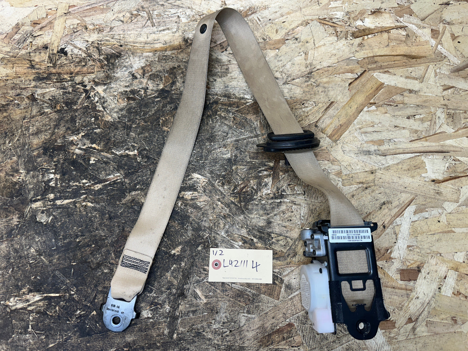 BMW 06-13 E70 X5 FRONT RIGHT PASSENGER SEAT BELT RETRACTOR BEIGE OEM 3061430