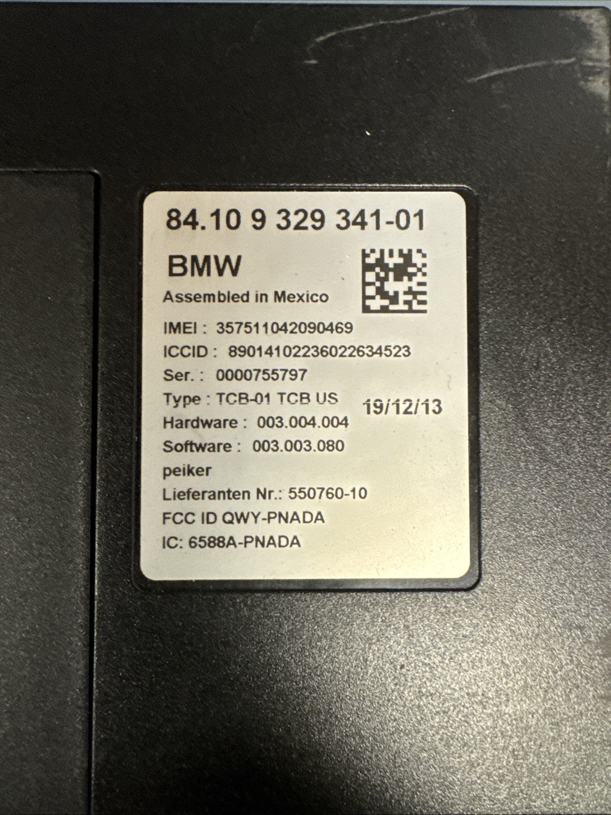 2012 - 2015 BMW 320i F30 xDrive Bluetooth Telematics Control Module 9329341 OEM.