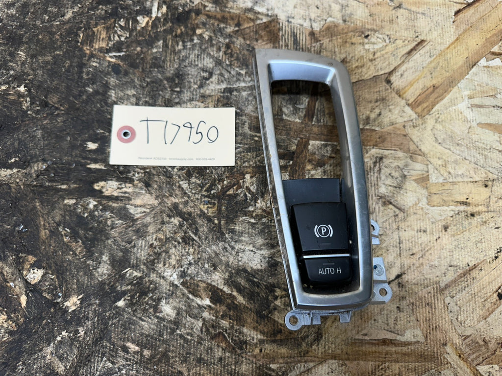 BMW 11-16 F25 X3 F0X 5 SERIES PARKING BRAKE SWITCH + TRIM SILVER OEM 10041037