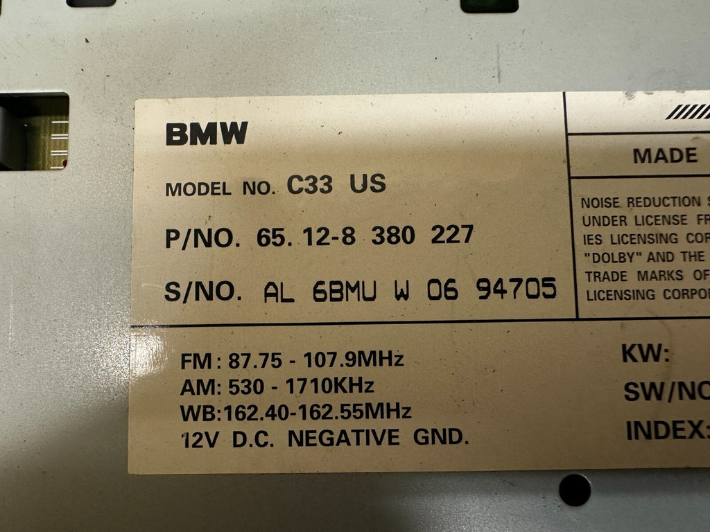 BMW 1997-2003 E39 5 SERIES DASH CASSETTE PLAYER OEM 8380227