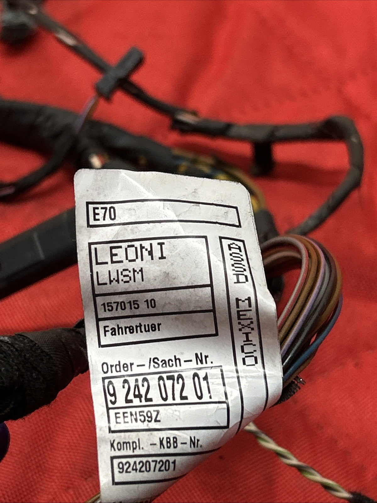 2007 - 2013 Bmw X5 E70 Front Left Driver Side Door Wire Wiring Harness 9242072