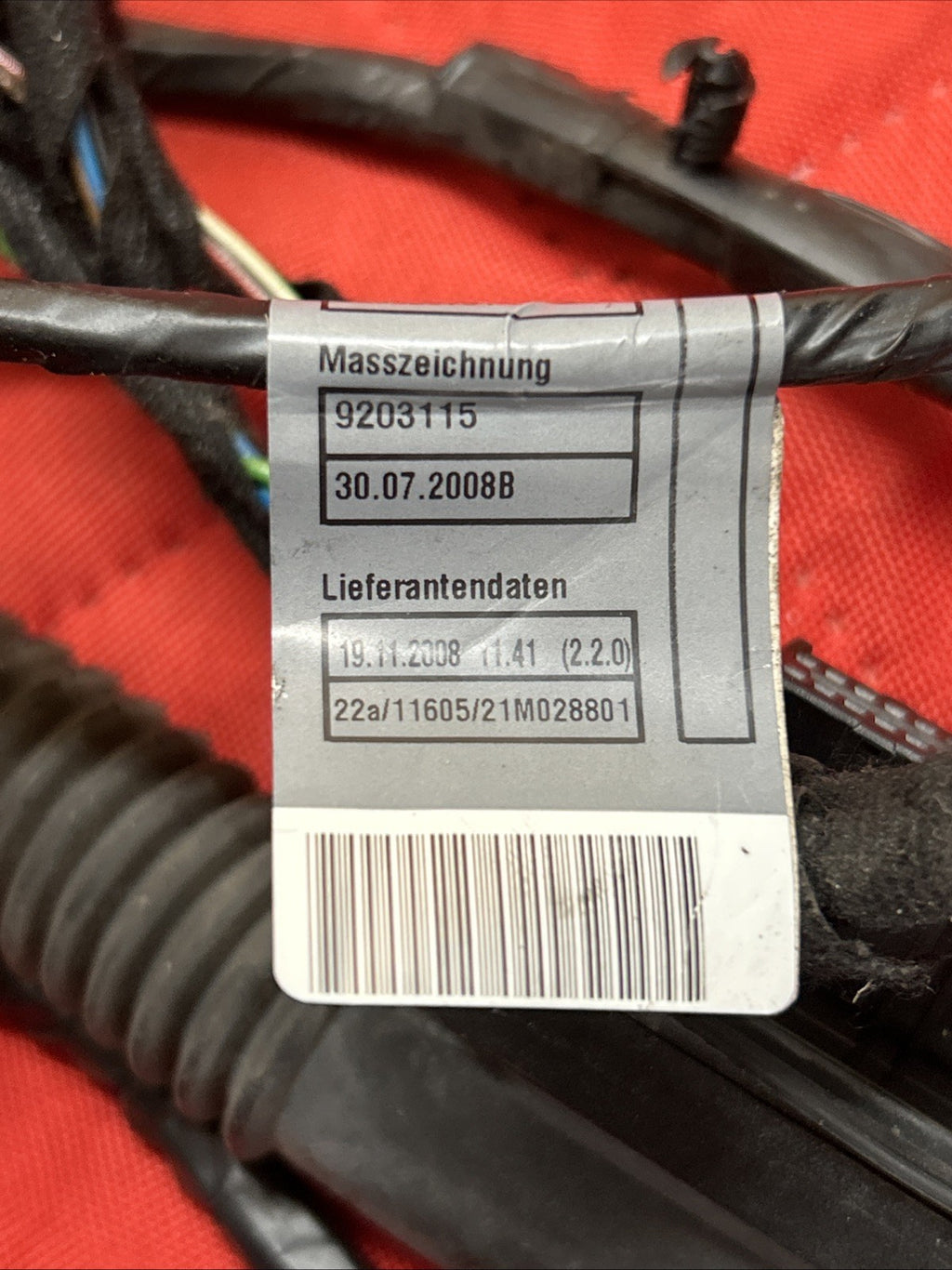 07-13 BMW X5 E70 DOOR WIRING HARNESS REAR DRIVER SIDE LEFT 9203115