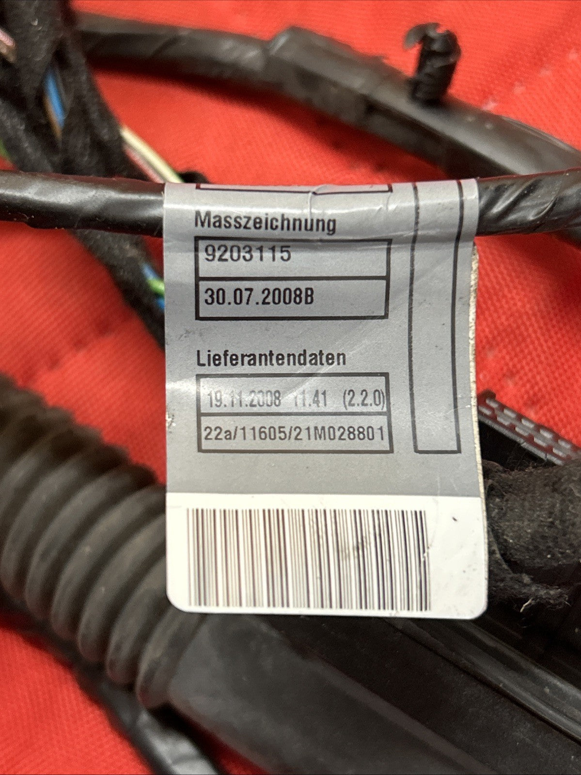 07-13 BMW X5 E70 DOOR WIRING HARNESS REAR DRIVER SIDE LEFT 9203115