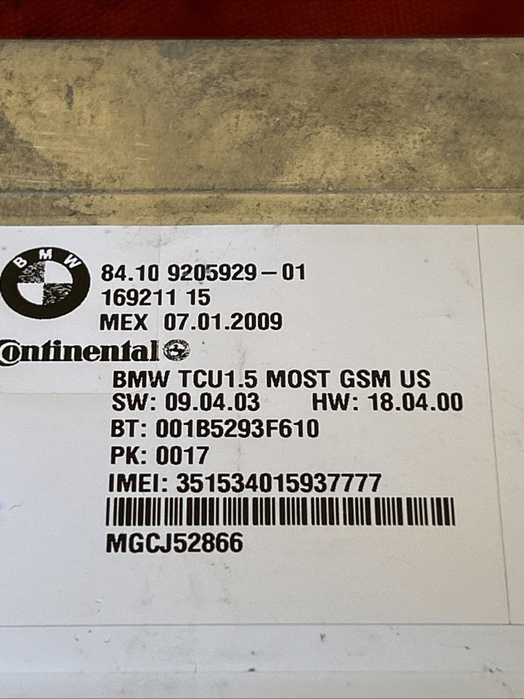 07-13 BMW E60 E63 E64 E90 E93 E88 Telematic Control Module GSM 9205929 OEM