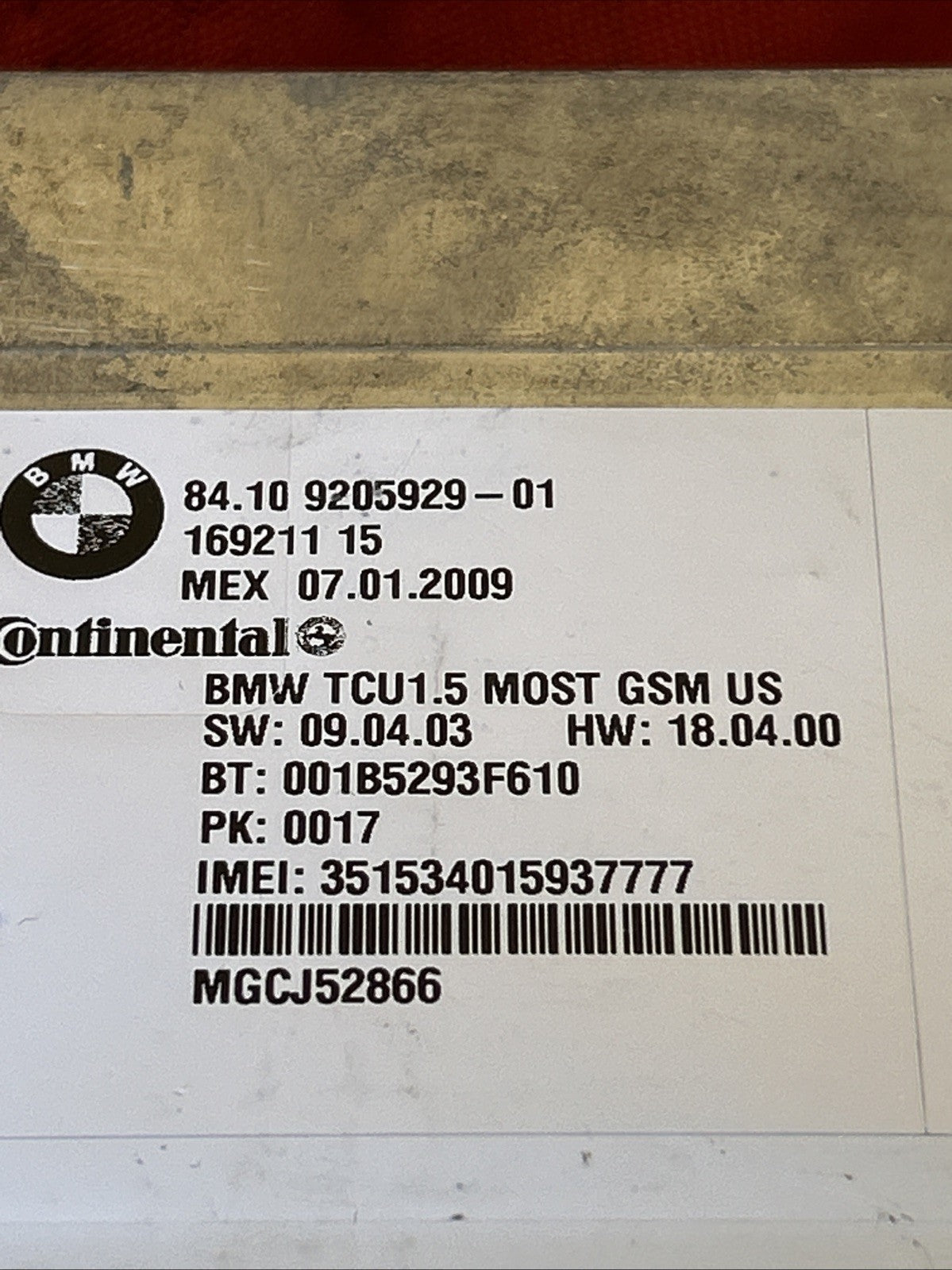 07-13 BMW E60 E63 E64 E90 E93 E88 Telematic Control Module GSM 9205929 OEM