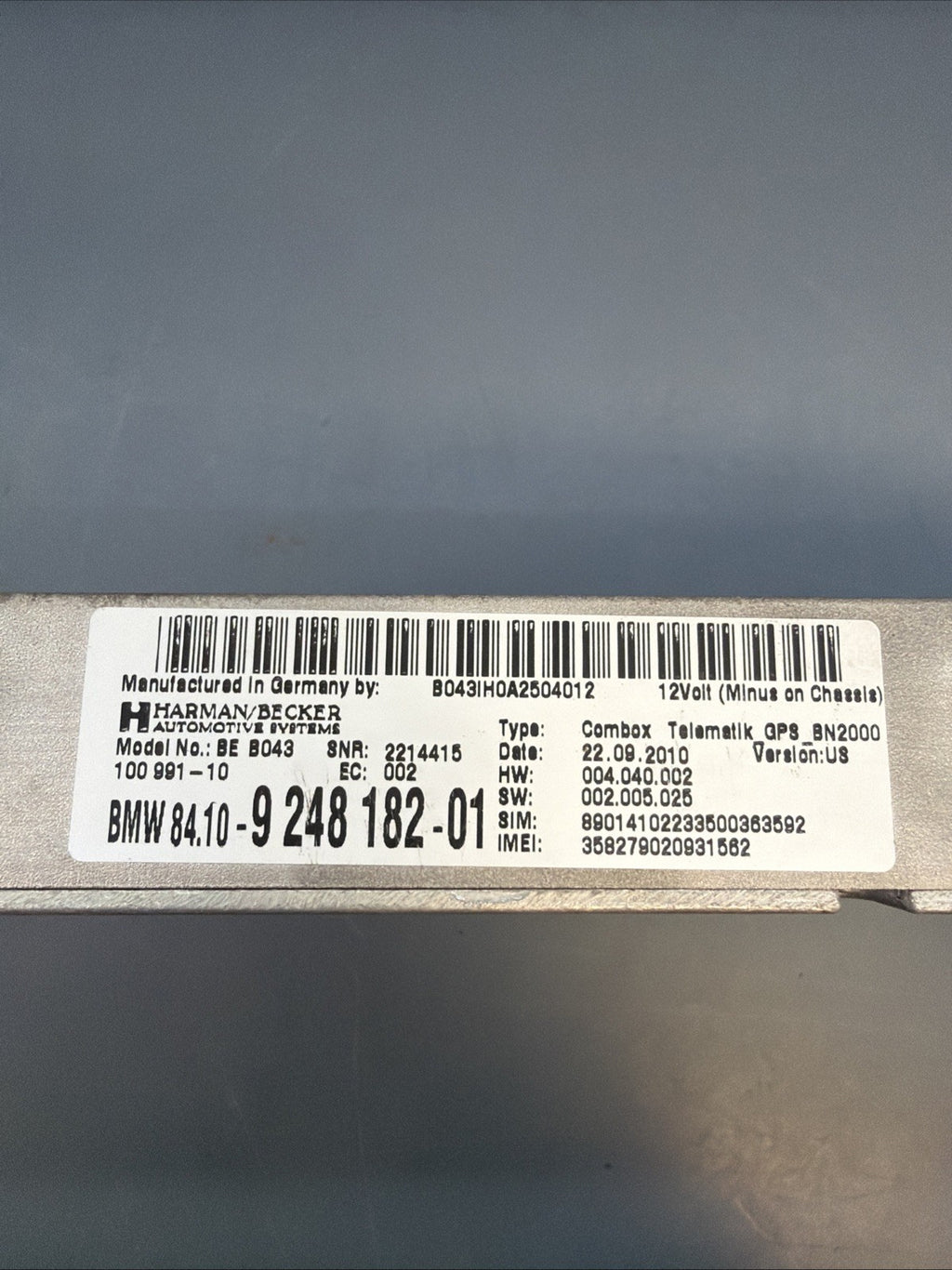 07-14 BMW E89 E90 E92 E70 E71 E82 COMBOX TELEMATIC GPS CONTROL MODULE 9248182