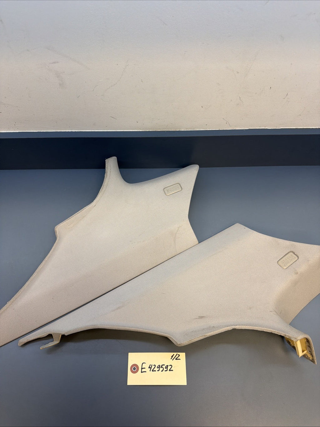 BMW E92 Left & Right Side Rear C Pillar Trim Post Set OEM GREY 7117474 7117473