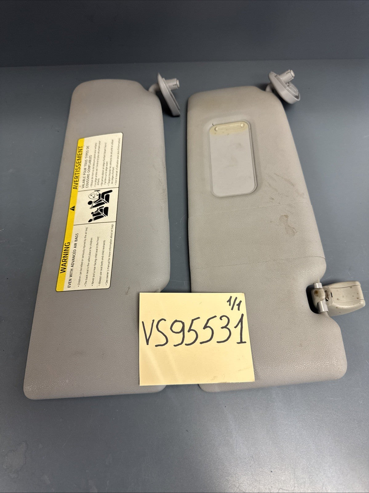 2008 - 2013 BMW E82 128I 135I FRONT SLICKTOP LEFT & RIGHT GRAY SUNVISOR PAIR OEM