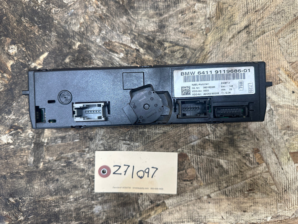 BMW 06-12 1/3 SERIES CENTER CONSOLE AC HEATER CLIMATE CONTROL PANEL 9119686