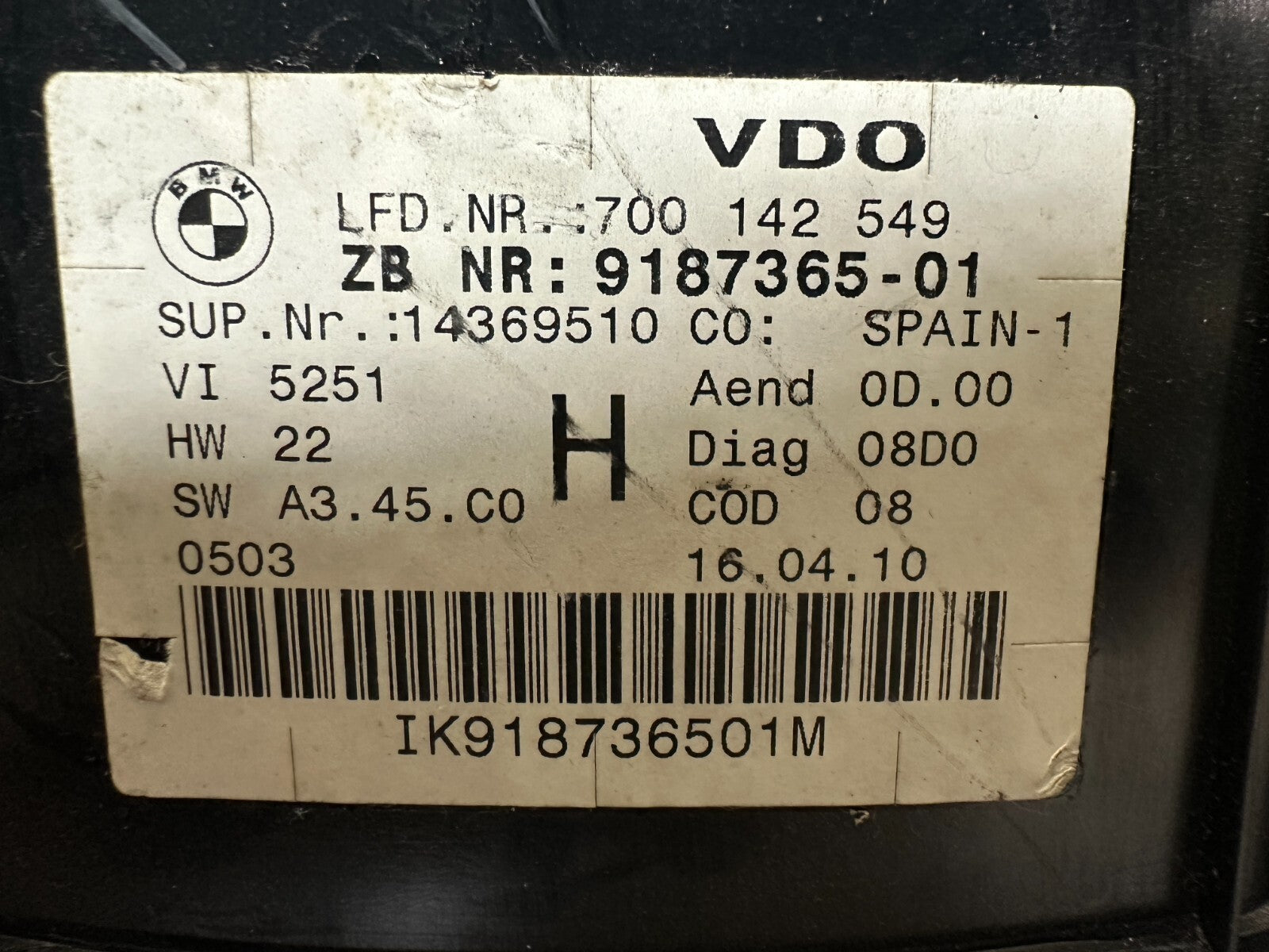 BMW 2006-2012 E90 3 SERIES INSTRUMENT GAUGE CLUSTER SPEEDOMETER MPH 9187365