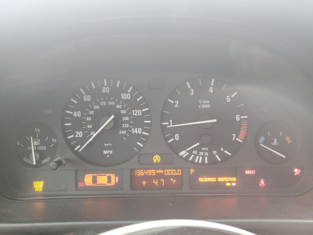 97-03 BMW E39 OEM INSTRUMENT CLUSTER SPEEDOMETER OEM 136K MILES 6903798 AT