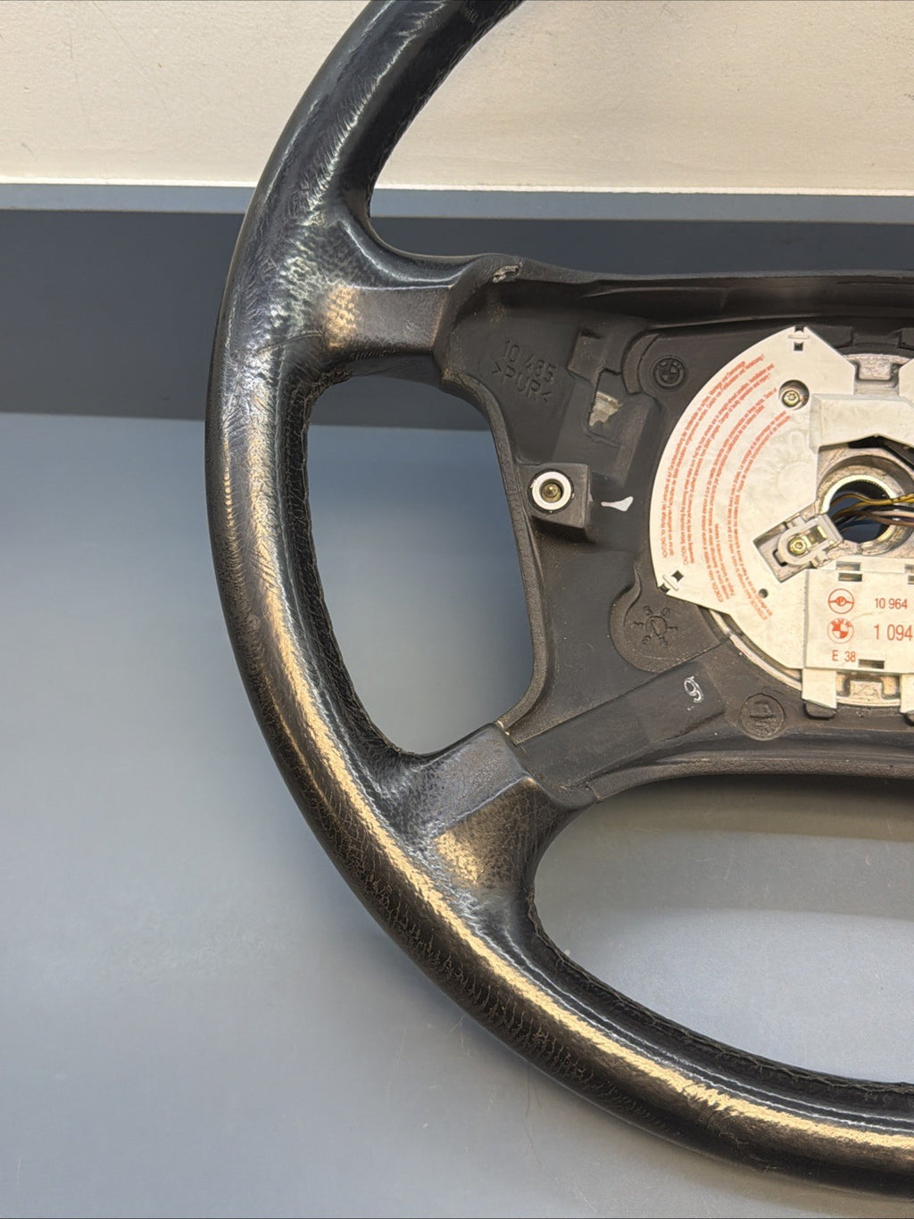 95-03 Bmw E38 740 750 540 Left Driver Leather Steering Wheel Black Trim 1094259