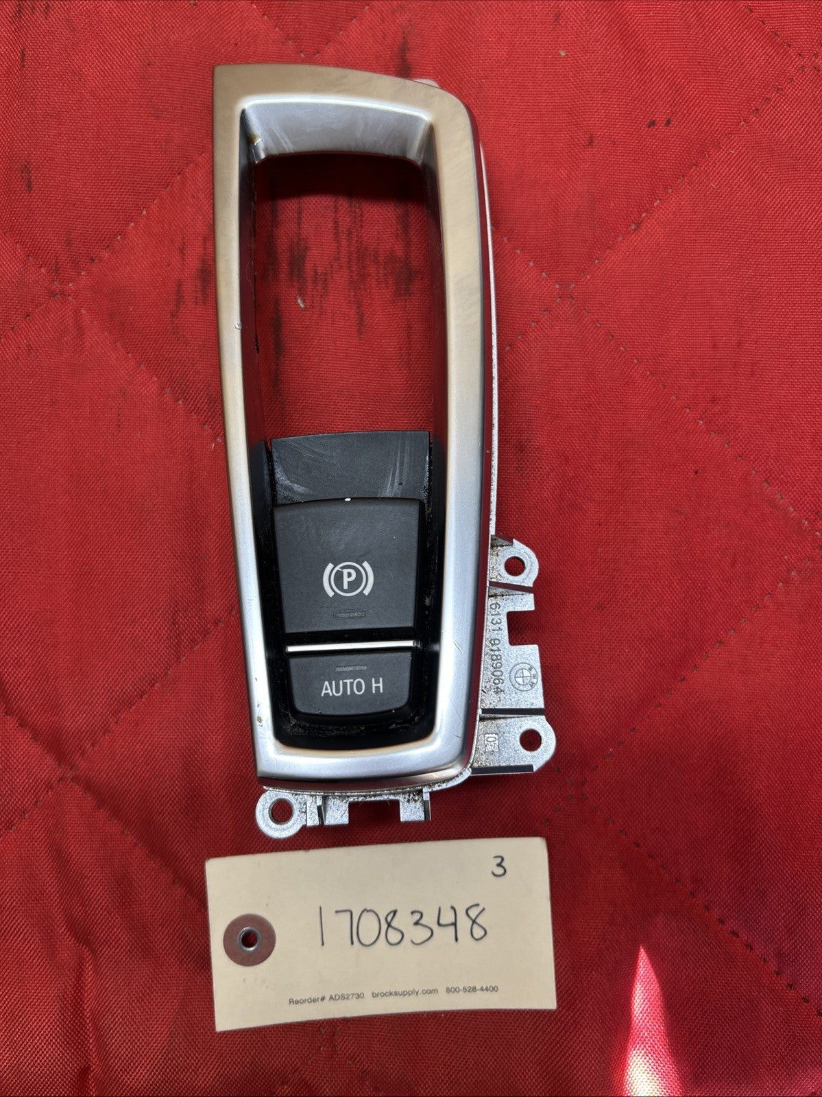BMW 11-17 F25 X3 F1X 5 SERIES PARKING BRAKE SWITCH + TRIM SILVER OEM 9217594
