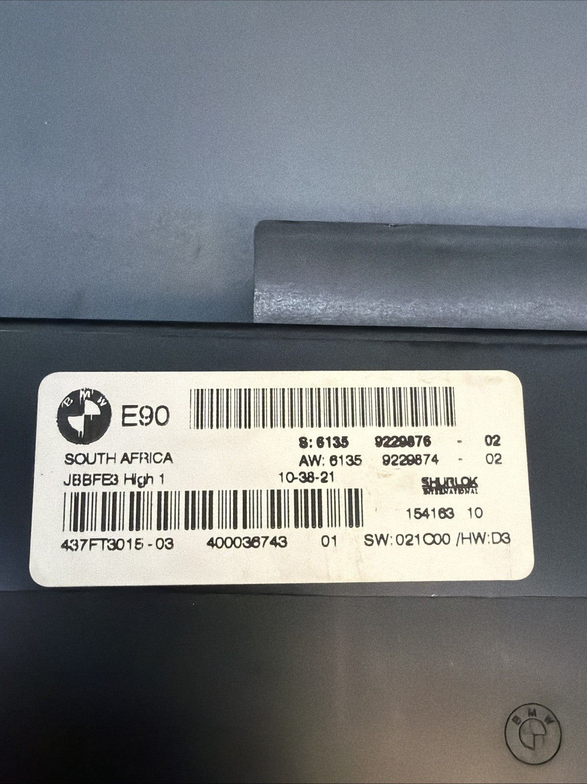 10-15 BMW 335 X1 (E84 E90 E92 E93) PRIMARY BODY CONTROL MODULE COMPUTER 9229876