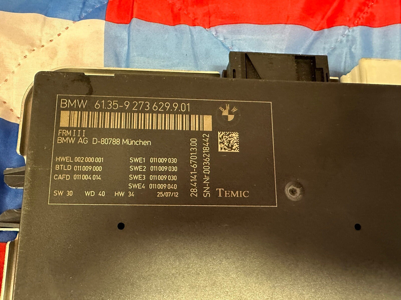 11-16 BMW F07 F10 528 535 M5 FRM3 FOOTWELL BODY LIGHT CONTROL MODULE 9273629 OEM